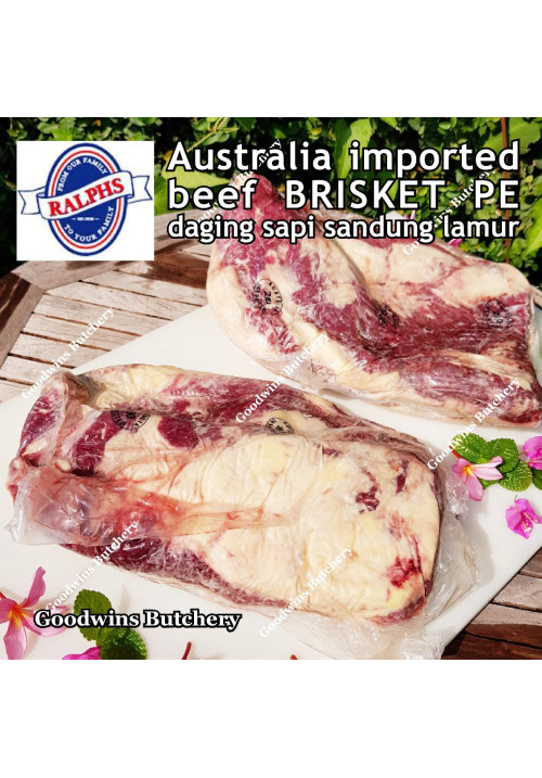 Beef BRISKET PE (Point End) frozen for smoke soup tongseng rawon semur Australia RALPHS / NOLAN whole cut +/- 5 kg/pc (price/kg)